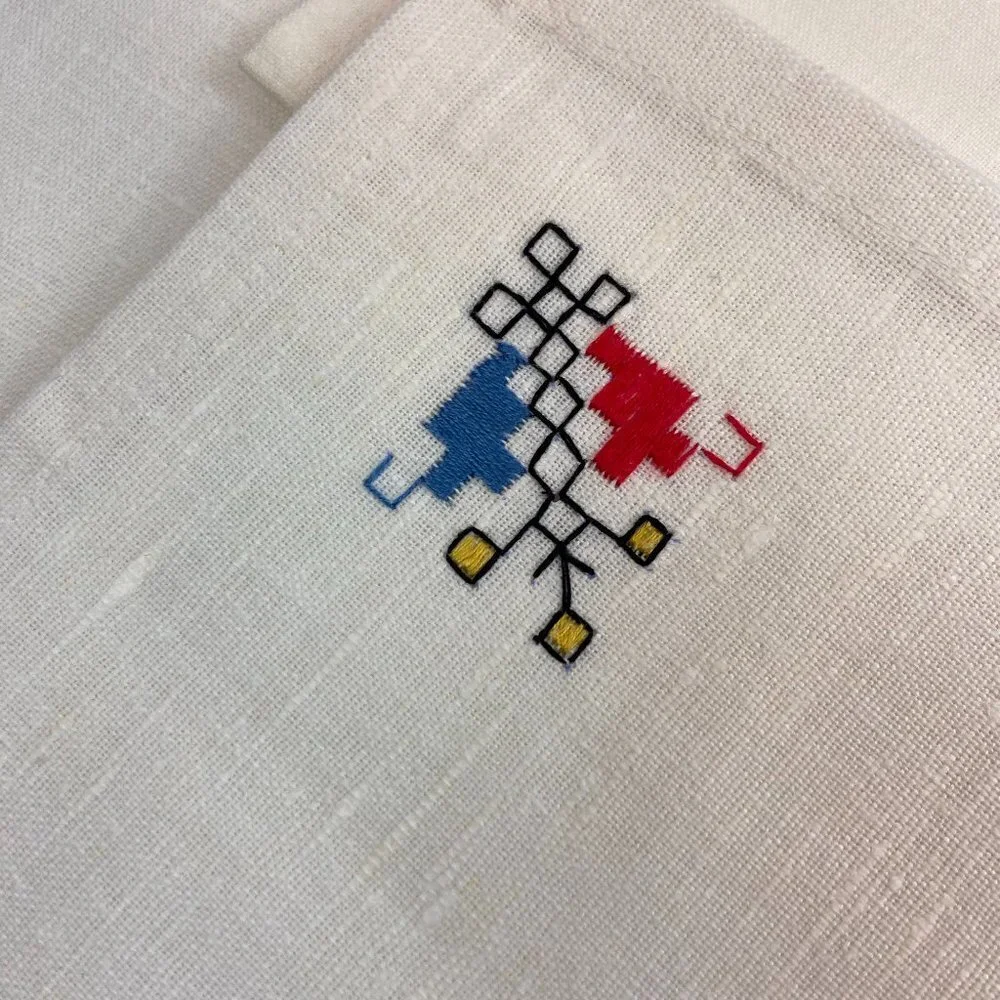 Vintage Embroidery Set 5 napkins serviette Linen